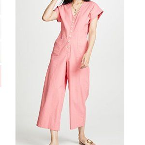 NWT Madewell Pink Button-Front Day Jumpsuit